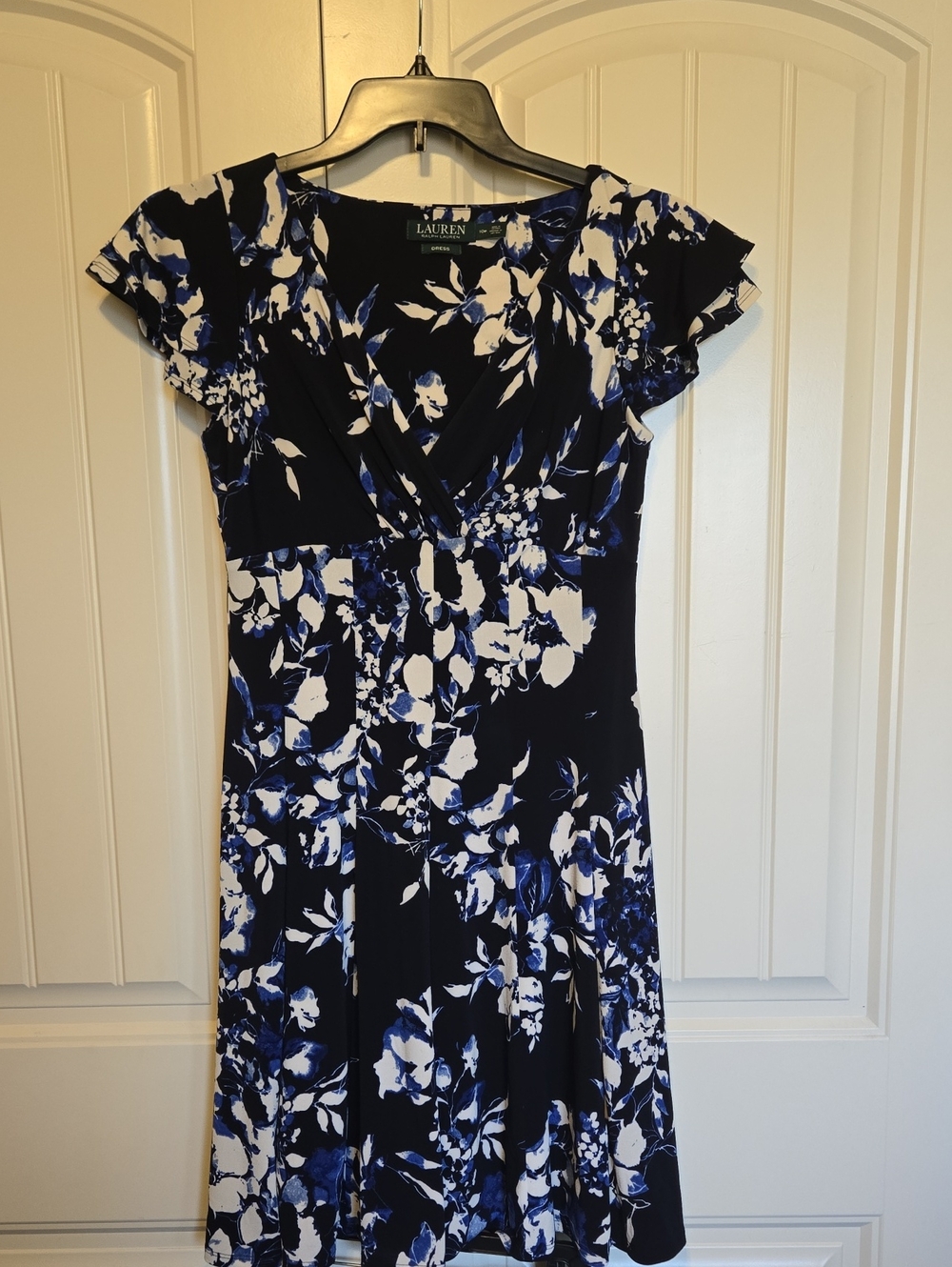 Lauren Ralph Lauren Navy & White Floral Fit-and-Flare Midi Dress